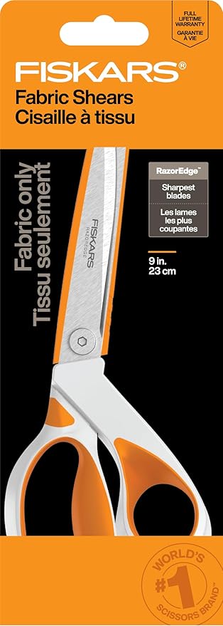 Fiskars RazorEdge Fabric Scissors - 9" Heavy Duty Fabric Shears with SoftGrip Ergonomic Handle, Premier Grade Stainless Steel Blades
