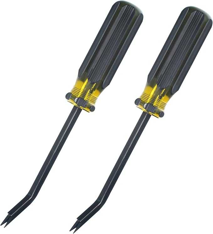 Heavy Duty Staple Remover with Double Pronged Head, Tack Puller Industrial Staple Remover Upholstery Tool for Furniture Floor Carpet Carton, 2 Pack