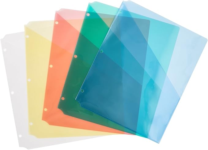 Avery Binder Pockets, Assorted Colors, 8.5" x 11", Acid-Free, Durable, 5 Slash Jackets (75254) (Pack of 2)