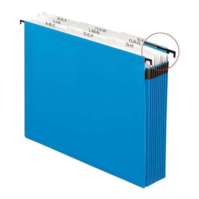 Pendaflex 59225 Nine-Section Hanging Folder, 5 1/4", Tabs and Labels, 1/5 Tab, Letter, Blue