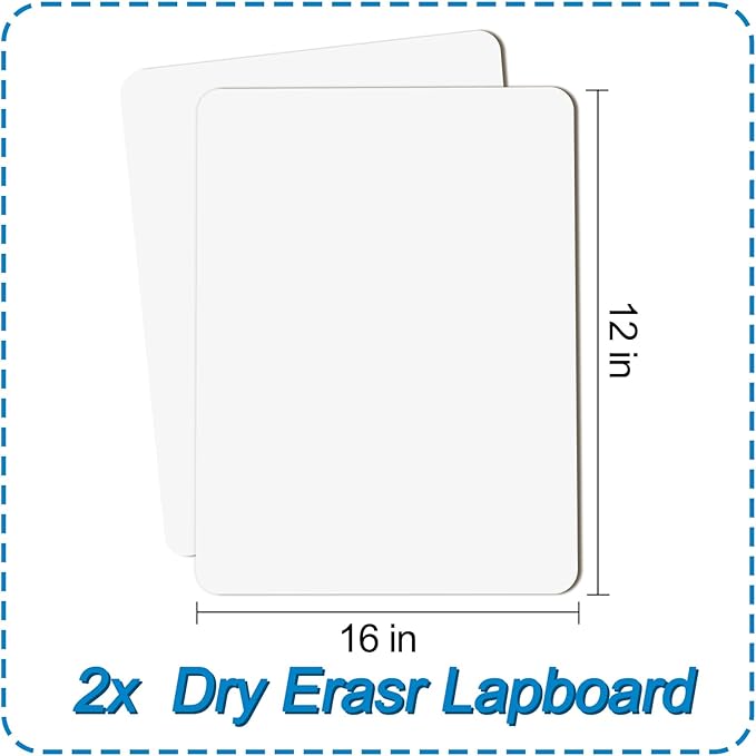2 PC Small White Board Dry Erase Classroom Pack Boards 9" x12”Personal Whiteboards for Students Teachers Lapboards