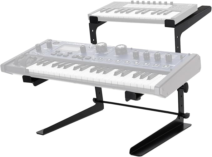 Rockville Rock2d2 Adjustable Dual Shelf DJ Controller Midi Keyboard Laptop Stand