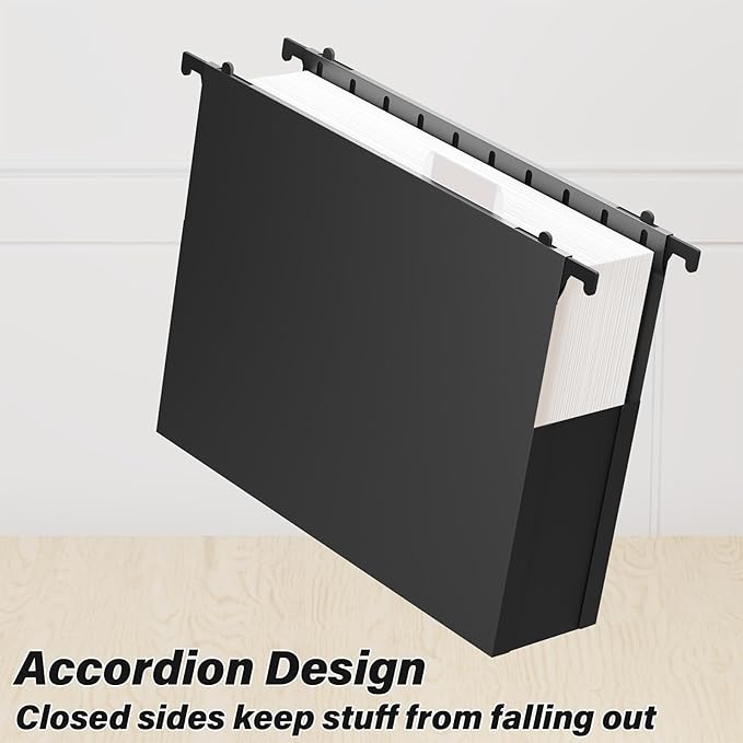 Ansook Plastic Hanging File Folders Letter Size,Heavy Duty 3" Expandable Hang Folder,6 Pack Extra Capacity File Cabniet Folders,Hanging File Organizer for Office School,File Folders Hanging with Tabs