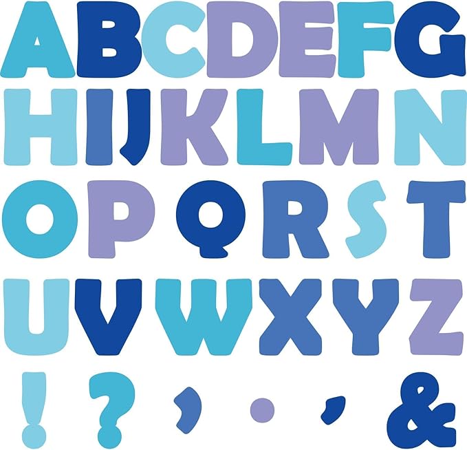 150 PCS Large 6" Font Bulletin Board Letters and Punctuation Cutouts Set, Simple Winter Blue Theme Decoration Letters for Classroom Alphabet Poster Wall Bulletin Board Display Home School Decor
