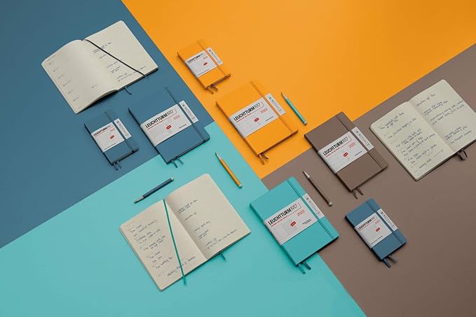 LEUCHTTURM1917 - Notebook Hardcover Medium A5-251 Numbered Pages for Writing and Journaling (Stone Blue, Squared)