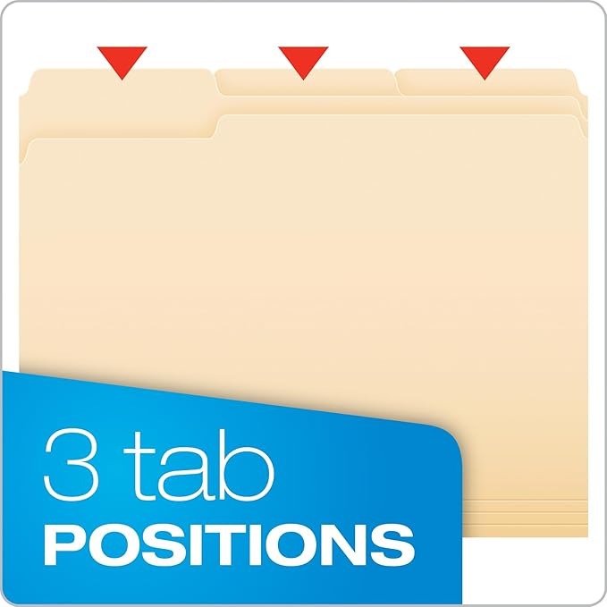 Pendaflex File Folders, Letter Size, 1/3 Cut, Manila, 250 per Box (752250)