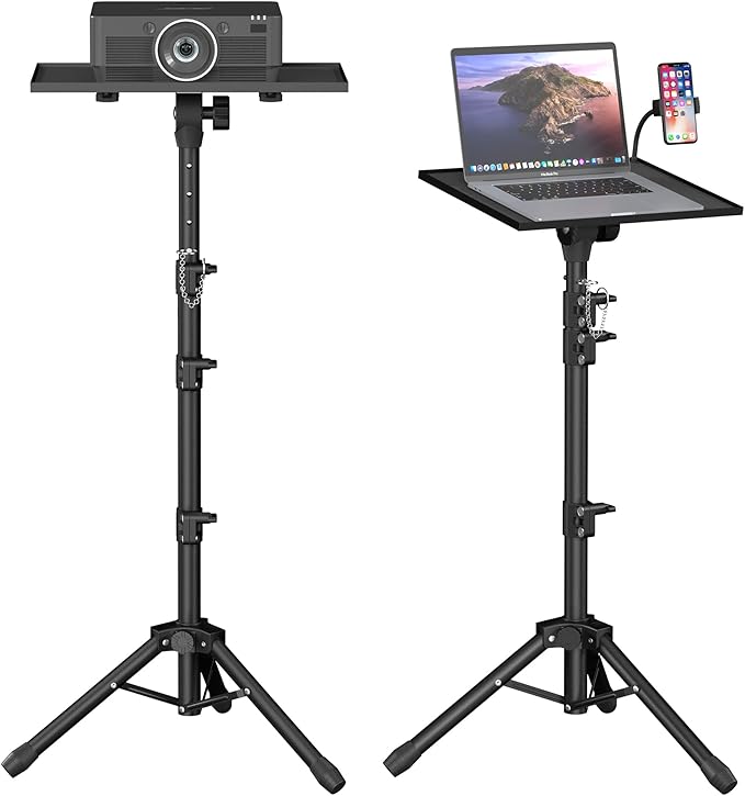 Projector Stand - Adjustable Height 22 to 63 Inches, Tripod for Laptop & Projector, Outdoor Movies