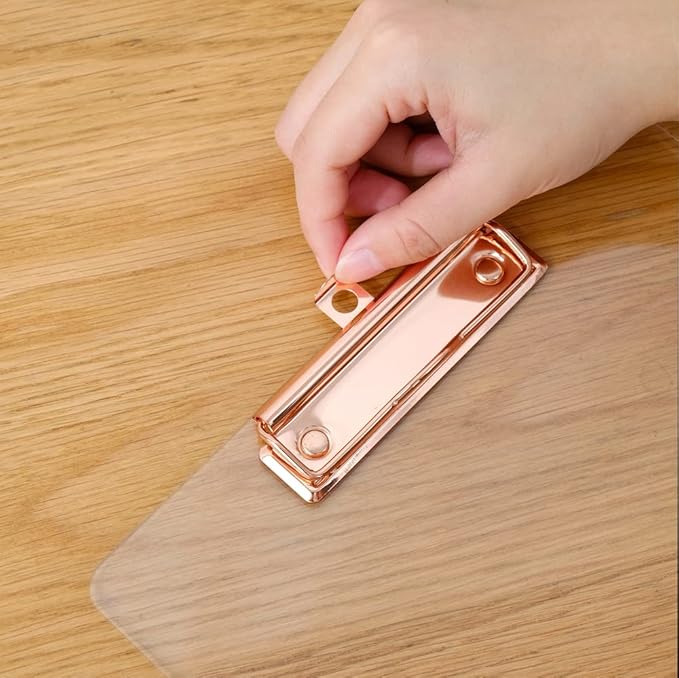 JIARI 4 Pack Clear Acrylic Office Clipboard A4 Letter Size 8.6" x 12.2" (Rose Gold 4 Pack)