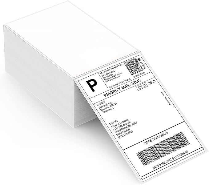 MUNBYN 130B Bluetooth Thermal Label Printer+Thermal Direct Shipping Label (Pack of 500 4x6 Fan-Fold Labels)+Shipping Scale, Accurate 66lb/0.1oz Postal Scale with Sweet Pink Style
