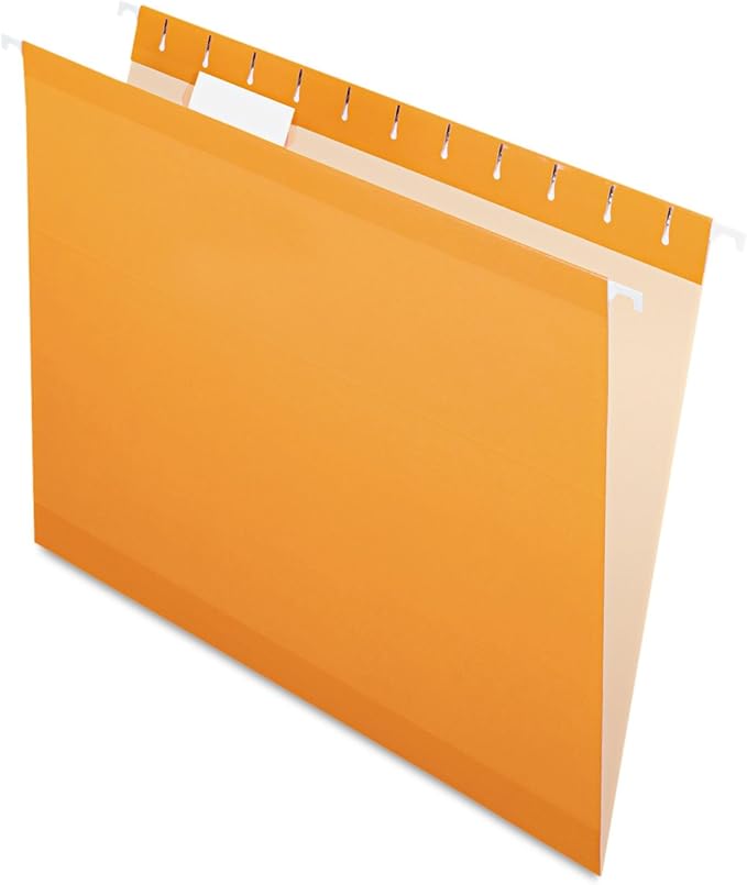Pendaflex Reinforced Hanging File Folders, Letter Size, Orange, 1/5 Cut, 25/BX (4152 1/5 ORA)