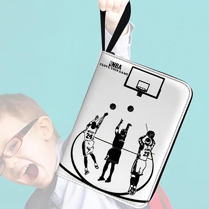 Basketball Card Binder - 400 Capacity 4-Pocket Trading Card Album, 3 Ring Card Holder Binder, Waterproof PU Leather, Zip Closure, Perfect Christmas Birthday Gift for Collectors
