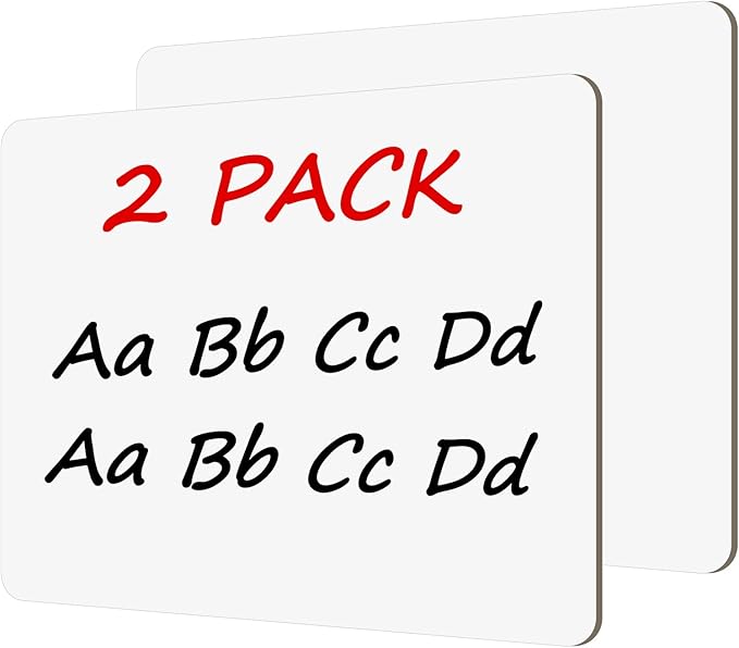 2 PC Small White Board Dry Erase Classroom Pack Boards 9" x12”Personal Whiteboards for Students Teachers Lapboards