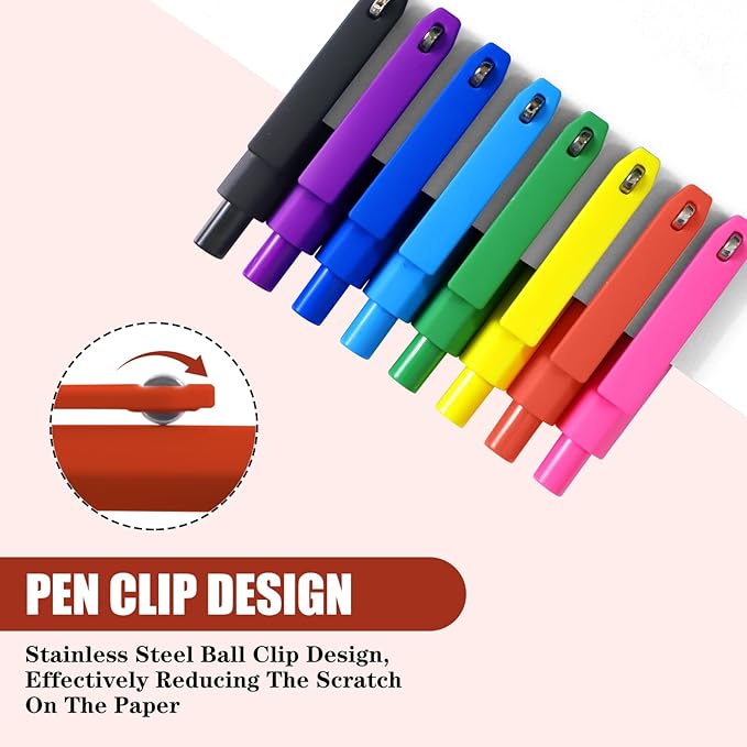 Pens, 8 Pack Black Ink Gel Pens Ballpoint Smooth Writing Pens for Journaling, Cute Office Supplies for Nurses Women Teachers