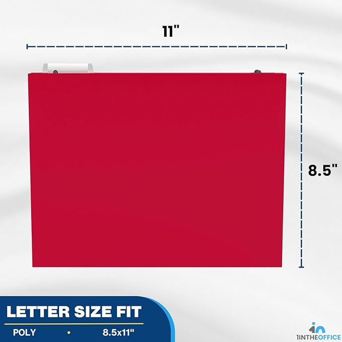 1InTheOffice Poly Expanding Hanging File Folders, Letter Size, Assorted,10/Pack
