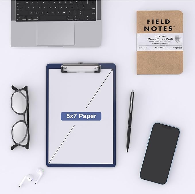 Small Clipboards, A5 Plastic Mini Blue Clip Board for Classroom, Students, Kid, Size 6" x 9" with Low Profile Clip, Office & School Supply