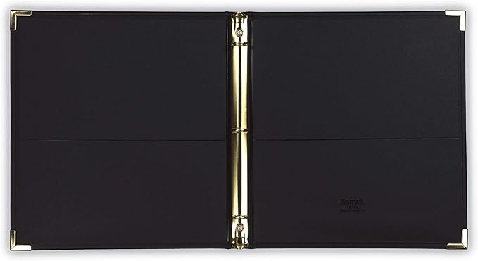Samsill Classic Collection Leather 3 Ring Binder, Executive Presentation Portfolio, 0.5 Inch (Holds 100 Sheets), Brass Round Ring, Black