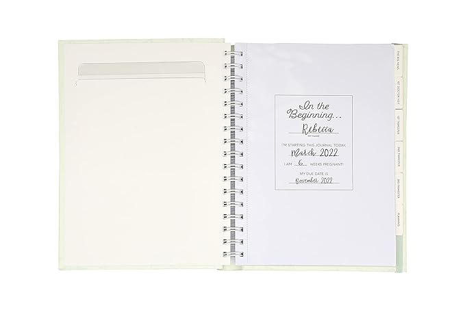 Pearhead My Pregnancy Journal, Keepsake Pregnancy Memory Book with Sonogram Photo Insert, Pregnant Trimester Milestone Tracker Notebook, Expecting Mom Gift, Sage Green Leaf