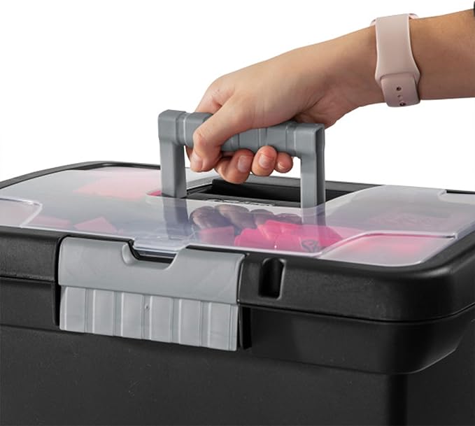 Sterilite Portable Lockable File Box Organizer with Handle and Clear Lid (8 Pack)
