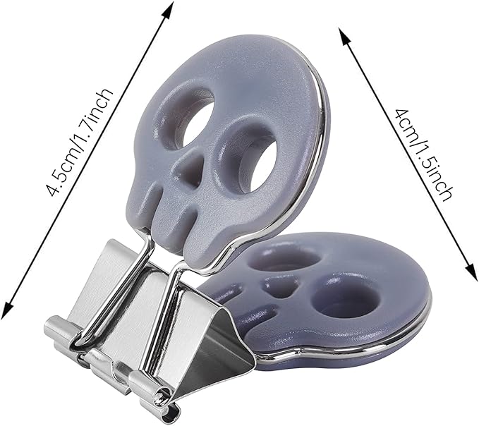 Skull Shape Medium Paper Clips, Binder Clips, Easy Grip, Assorted Color, School Office Supplies, 10 Pcs/Set