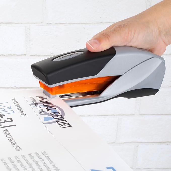 Swingline Stapler,25 Sheet Capacity,Optima 25,Jam Free,Reduced Effort,Soft Grip,Orange and Gray (66402),(Pack of 6)