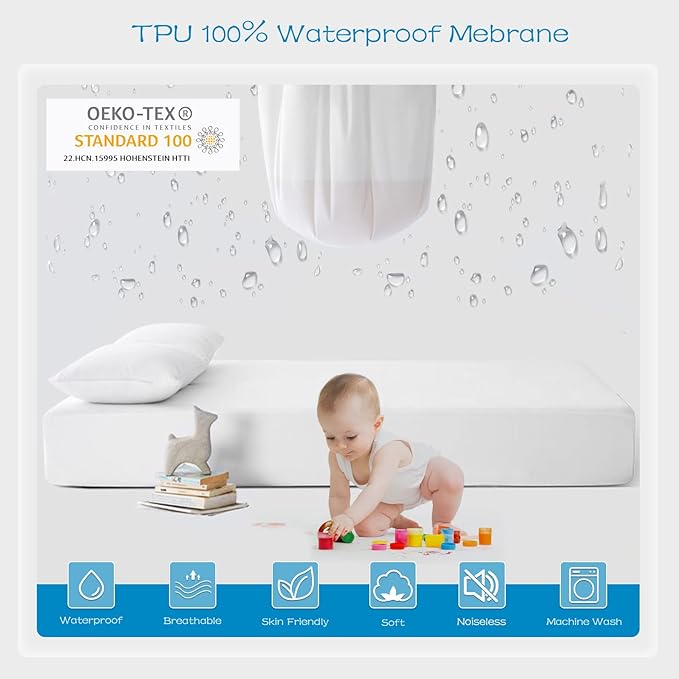GRT 1 Pack 100% Waterproof Mattress Protector Cal King Size, Breathable & Noiseless Waterproof Mattress Cover Fitted Deep Pocket from 5" to 21", Smooth Washable Cal King Bed Protector - Vinyl Free