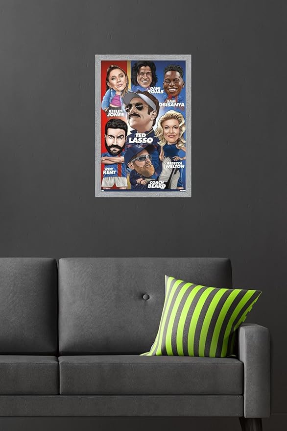 Ted Lasso - Character Grid Wall Poster, 22.4L" x 14.7W", Gray Framed Version