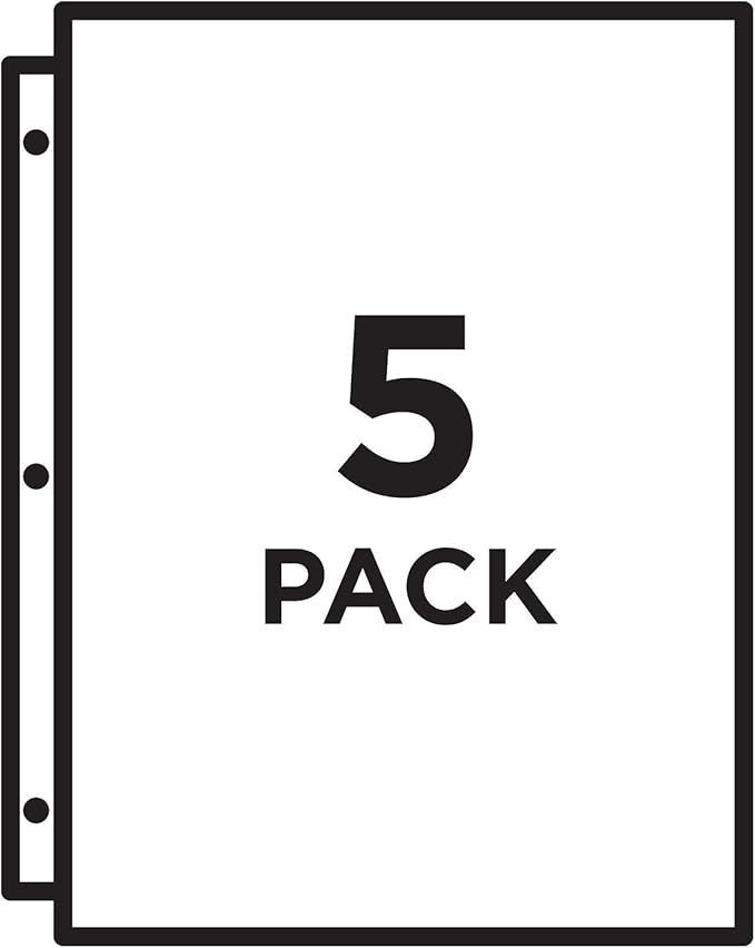 Avery Binder Pockets, Assorted Colors, 8.5" x 11", Acid-Free, Durable, 5 Slash Jackets (75254) (Pack of 2)