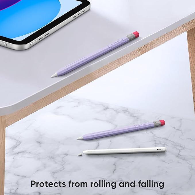 Fintie Silicone Sleeve for Apple Pencil (USB-C), Light Pen Skin Case Cover Soft Protective Anti-Slip Pencil Grip Holder, Supports Magnetic Attachment, Lilac Purple