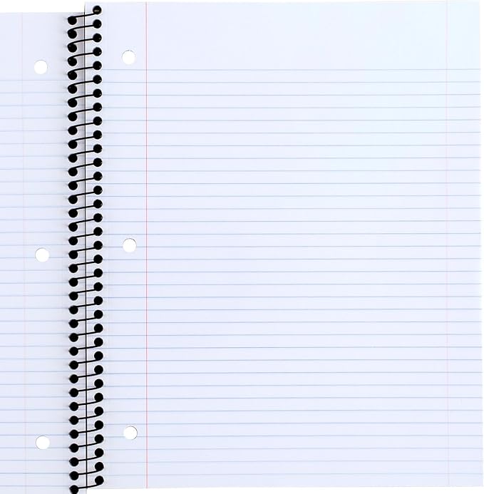Mead Spiral Notebook, 5 Pack, 1 Subject, College Ruled Paper, Plastic Cover, 8-1/2" x 11", 100 Sheets per Notebook, Assorted Colors (820299-AMZ-TK)