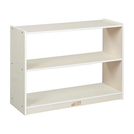 ECR4Kids 2-Shelf Mobile Island Storage Cabinet, Classroom Furniture, White Wash