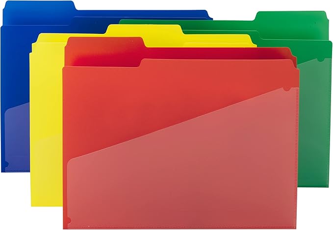 Smead Poly File Folders with Pockets, Folders for Documents, 1/3-Cut Tabs, File Folders Letter Size, Office Supplies, School Supplies, Set of 12 (10541)