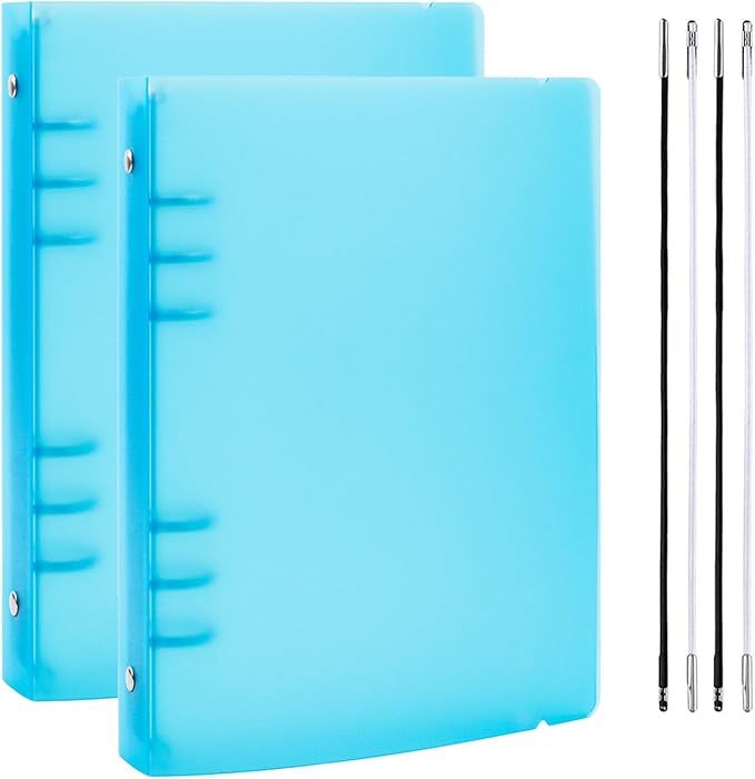 BAOFALI 2Pcs/Set A5 6 Ring Binder Cover Clean Transparent Soft PVC for Refillable Notebook Shell withMatte surfaceforStamp & Die Storage (Blue)