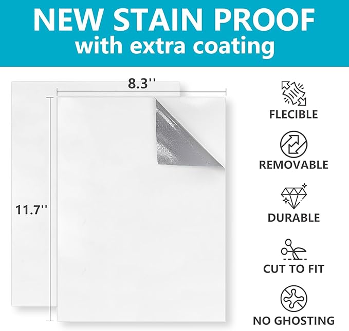 Dry Erase Board Sticker- Whiteboard Stickers-8.3''x11.7'' Removable Dry Erase Sheets- Fridge Dry Erase Paper for Wall/Desk/Refrigerator/Door/Locker/Home/Office/Classroom (White-20 Pcs)