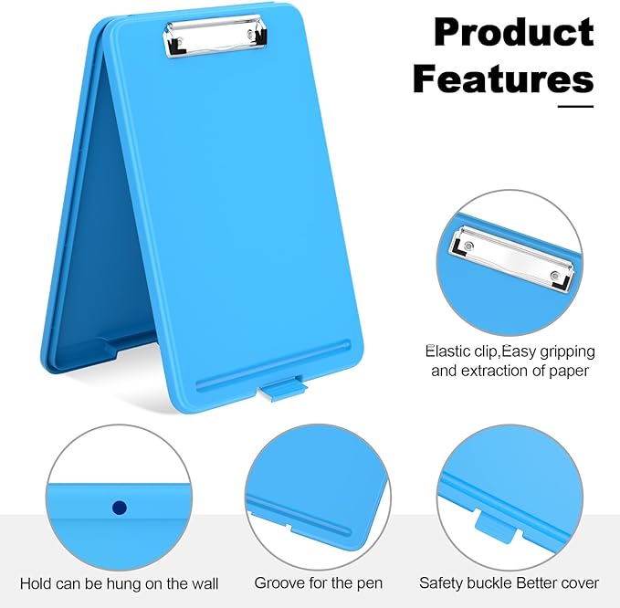 Hongri Clipboard with Storage, 8.5 x 11 Nursing Clip Board Foldable Storage for Nurses, Lawyers, Students, Classroom, Office, School, Size 13.4 x 9.4 X 0.9 in, Blue