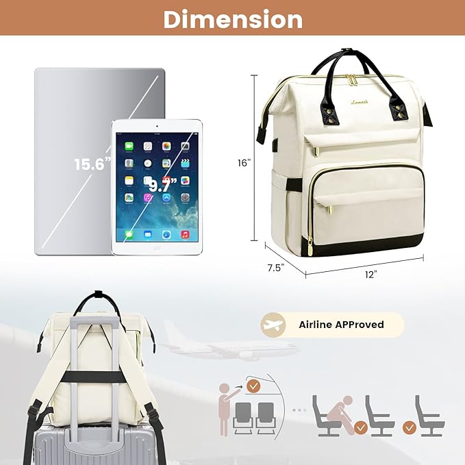 LOVEVOOK Travel Laptop Backpack for Women Fashion Computer Backpack Purse for Work Business Teacher Nurse Bag 15.6-Inch Casual Daypack Airline Approved with USB Port