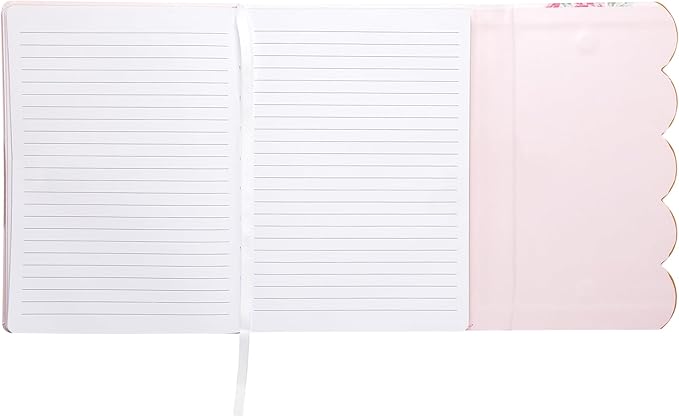Laura Ashley English Garden Flap Journal – 6x8 Inch Faux Leather Hardcover with Magnetic Closure, Scalloped Edge, 256 Lined Pages, Elegant Writing Notebook