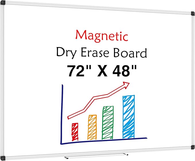 XBoard Magnetic Dry Erase Board 72 x 48 Inches Wall-Mounted, 6'x4' Whiteboard with Marker Tray, Aluminum Frame White Board for School Office and Home