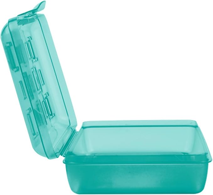 Sterilite Small Translucent Plastic Pencil Box Case with Lid for Office Supplies Pen Holders, Molokai Blue Tint (12 Pack)