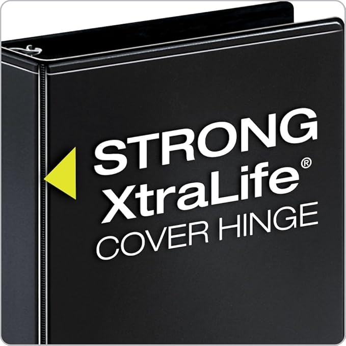 Cardinal 3 Ring Binder, Durable 1.5 Inch Performer ClearVue Binder, Round Rings, 350-Sheet Capacity, Customizable ClearVue Covers, PVC-Free, Black (67325)