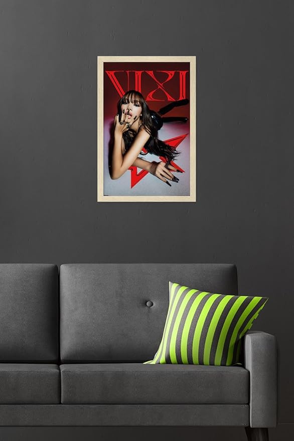 LISA - VIXI Red Star Wall Poster, 22.4L" x 14.7W", Blonde Framed Version