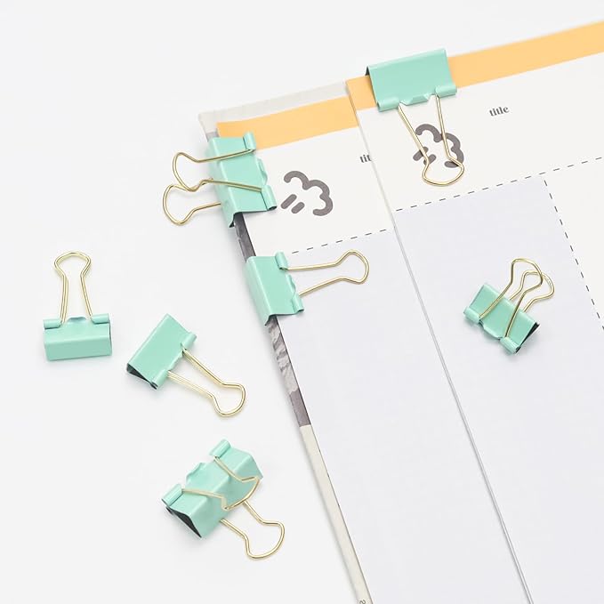 Paper Clips Binder Clips Combo Set, Assorted Size, 155 Pcs, Office Supplies Set for Office, School and Home(Green)