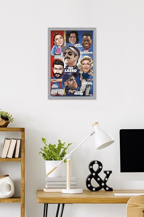 Ted Lasso - Character Grid Wall Poster, 22.4L" x 14.7W", Gray Framed Version