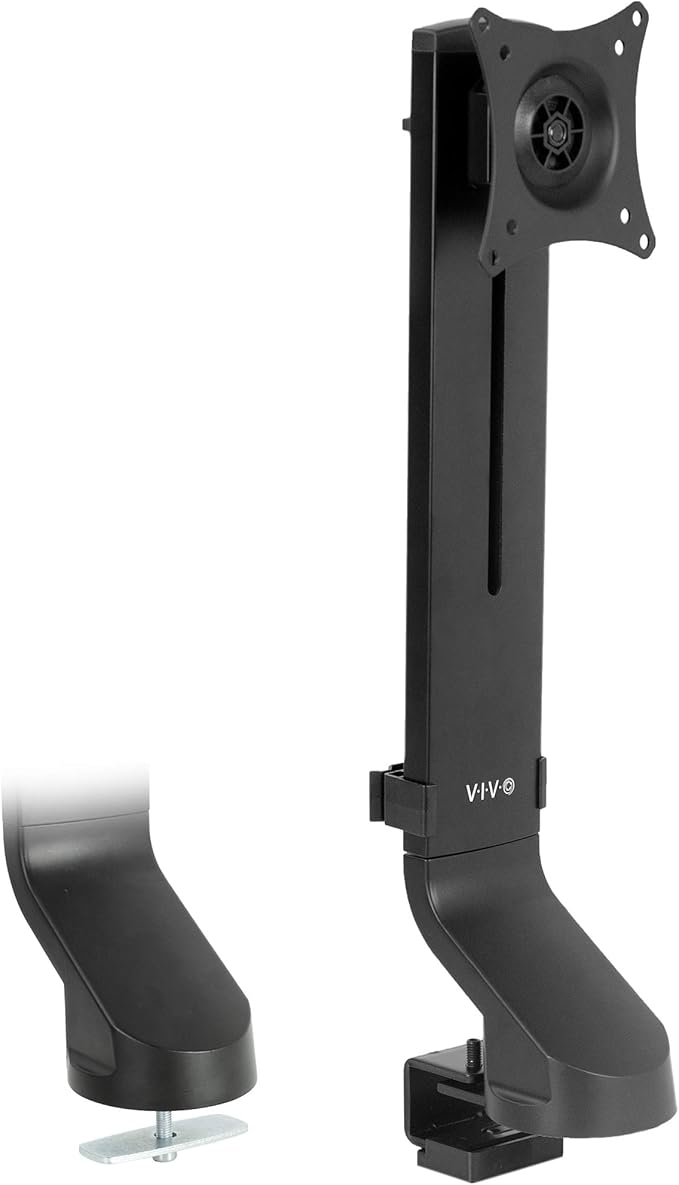 VIVO Adjustable Single Monitor Mount for Sit-Stand Workstation, Desk Converter, Monitor Arm Fits 1 Screen up to 32 inches, STAND-V001U