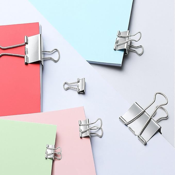 130 Pack Silver Binder Clips Assorted Sizes, Large Medium Small Mini 4 Sizes Mix, Paper Clamps Metal Paper Clips Set for Office School Home Business Supplies