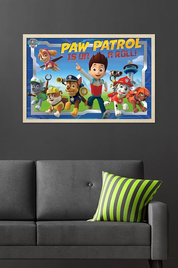 Nickelodeon Paw Patrol - Crew Wall Poster, 34L" x 22.4W", Blonde Framed Version