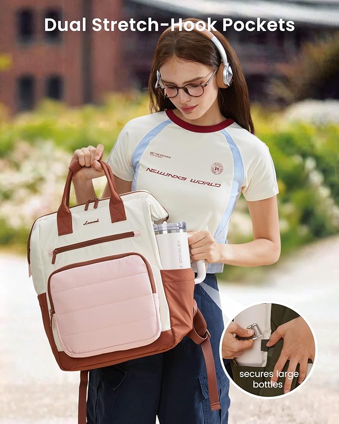 LOVEVOOK Puffer Laptop Backpack for Women, 15.6 Inch Work Backpack purse for Nurse Teacher, College Back to School Bookbag for Teen Girls, Personal Item Travel Bag Computer Daypack for Daily Commute