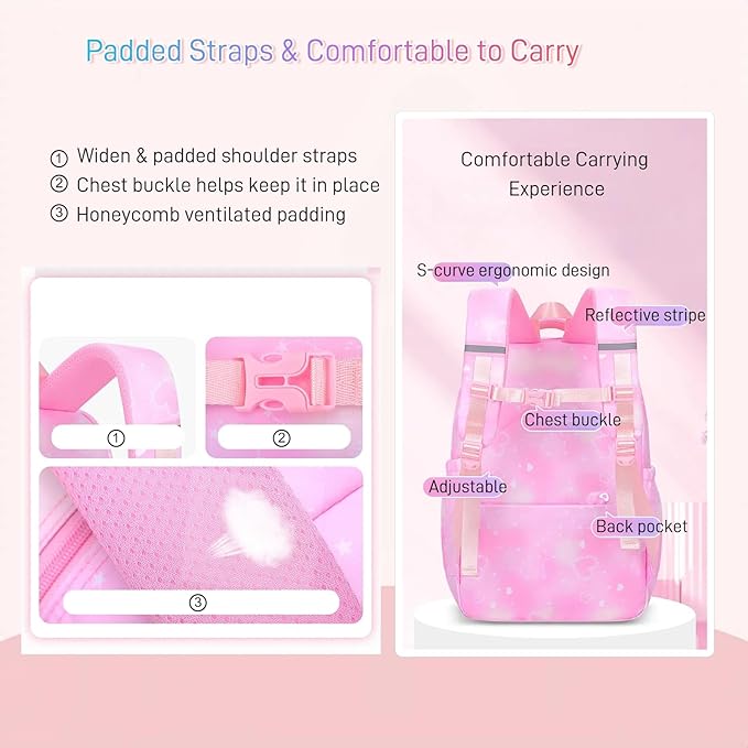 Backpack for Girls Cute Bow Kids Backpack for Elementary School Students Bookbag Middle School Bags for Girls Travel Back Pack, Dreamy Purple