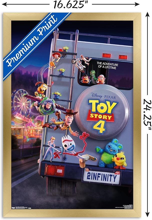 Trends International Disney Pixar Toy Story 4 - Final One Sheet Wall Poster, 14.725" x 22.375", Gold Framed Version