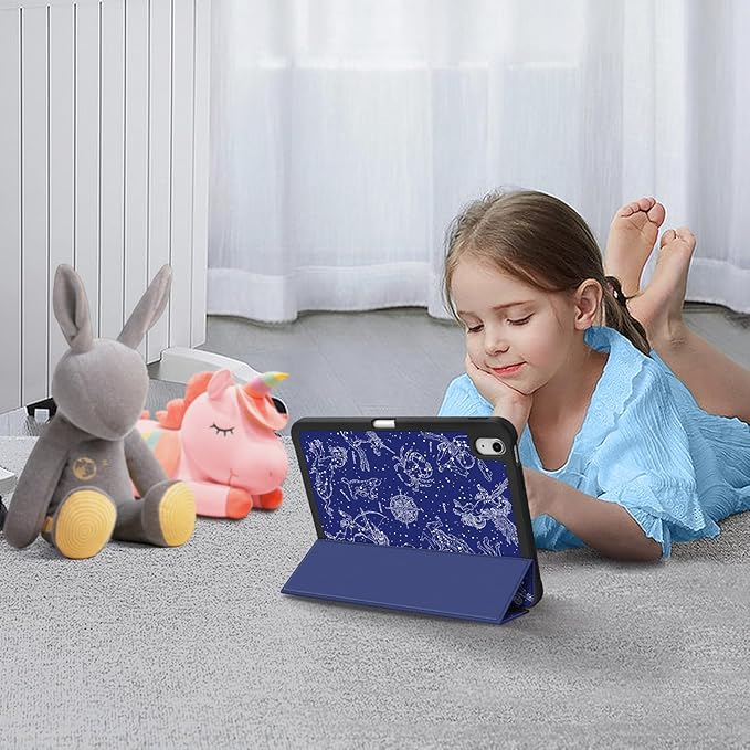 Fintie SlimShell Case for iPad (A16) 11th Generation 11 Inch (2025), iPad 10th Generation 10.9 Inch (2022) - Flexible Soft TPU Stand Back Cover with Pencil Holder, Composition Book Blue