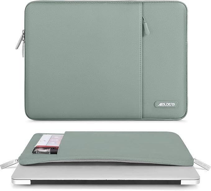MOSISO Laptop Case 14 inch, 14 inch Laptop Sleeve Compatible with HP Lenovo Dell ASUS Acer, HP Stream, Dell Latitude, Lenovo IdeaPad, Polyester Vertical Computer Sleeve Bag with Pocket, Antique Green